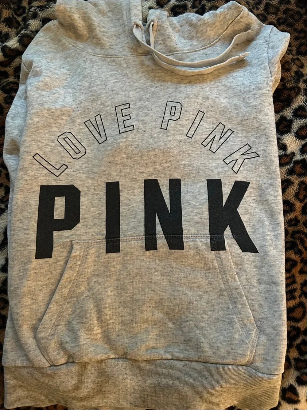 PINK Victoria's Secret Heather Gray Hoodie with Black Logo